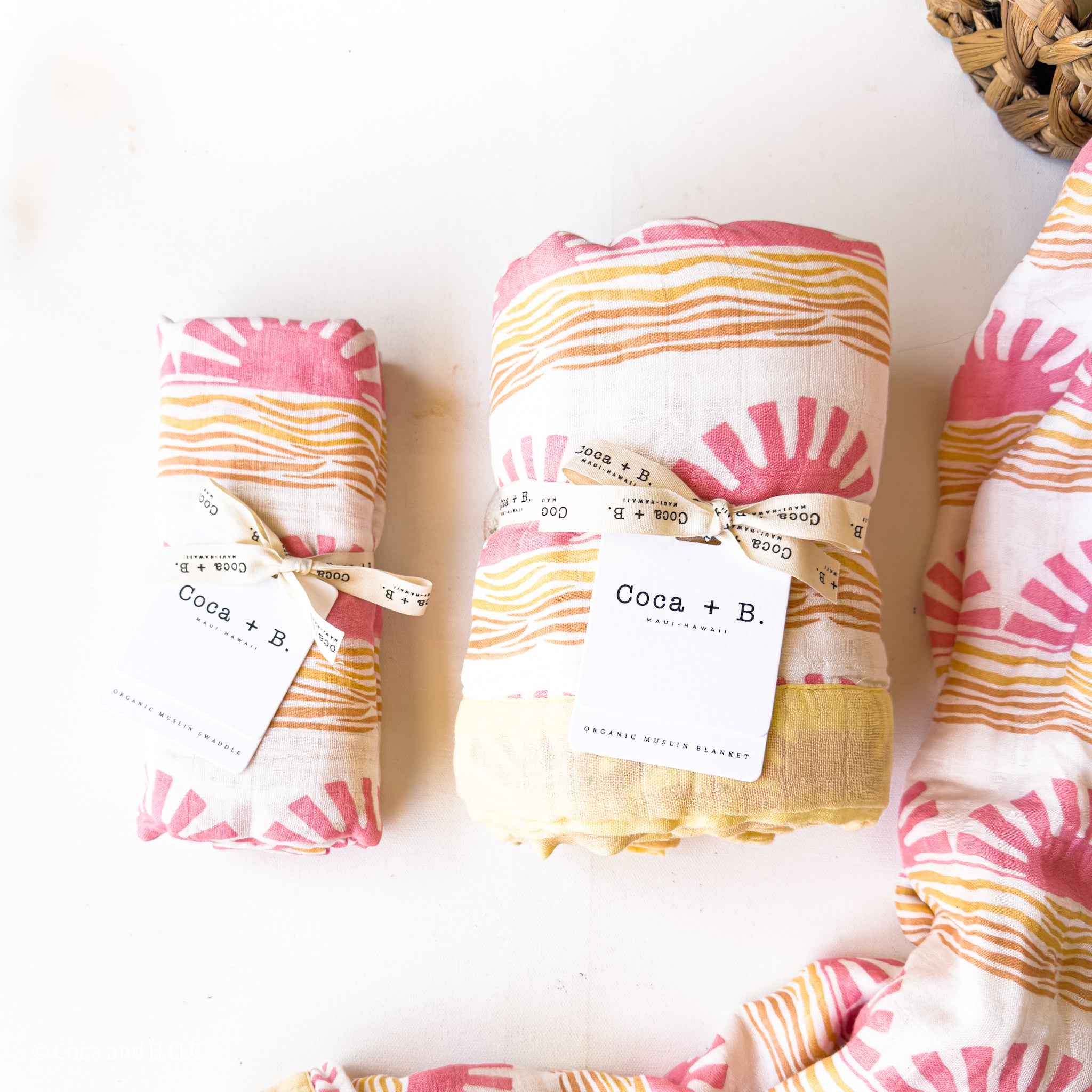 Pink Sun + Wave Swaddle - Coca + B.