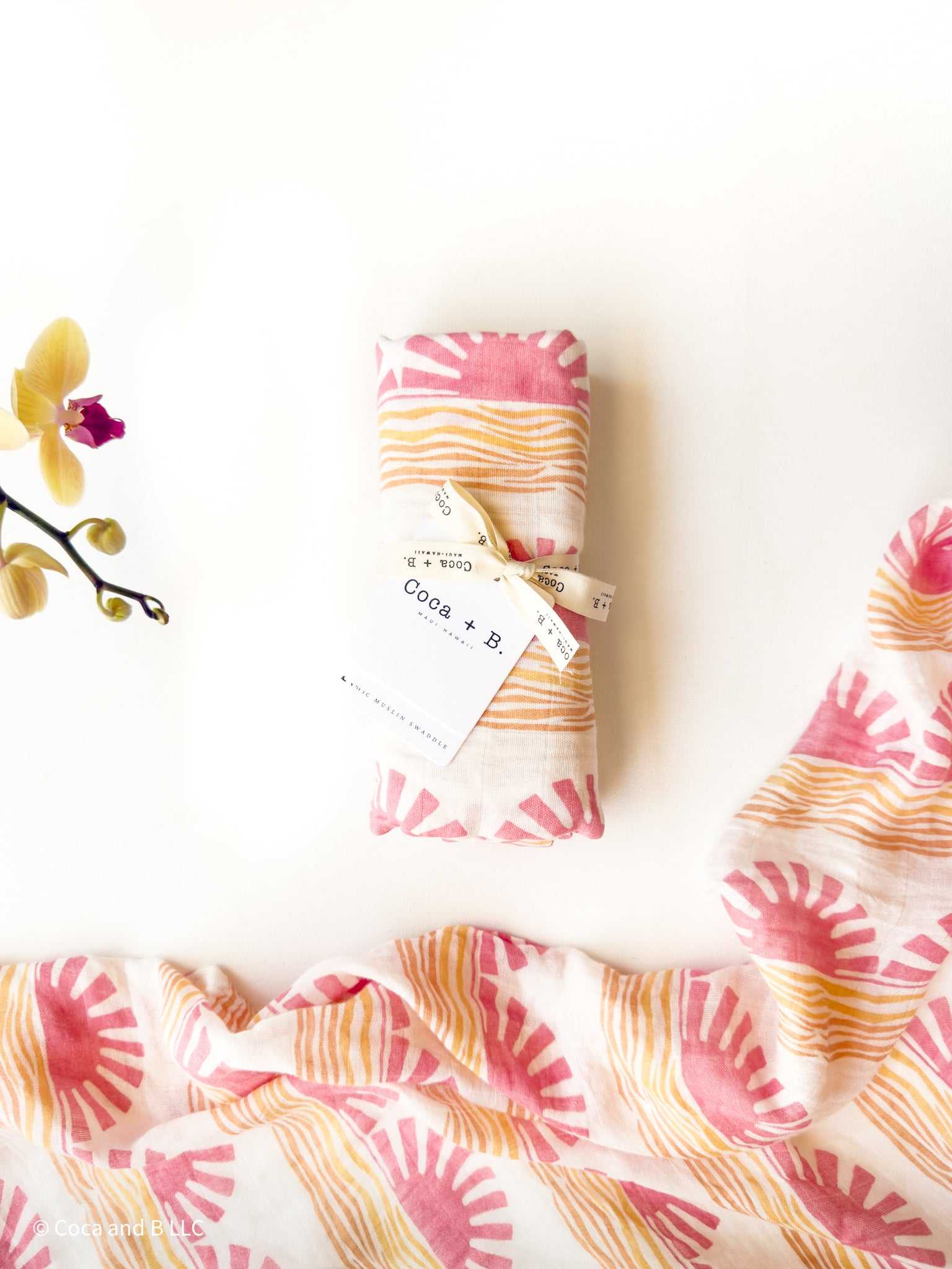 Pink Sun + Wave Swaddle - Coca + B.
