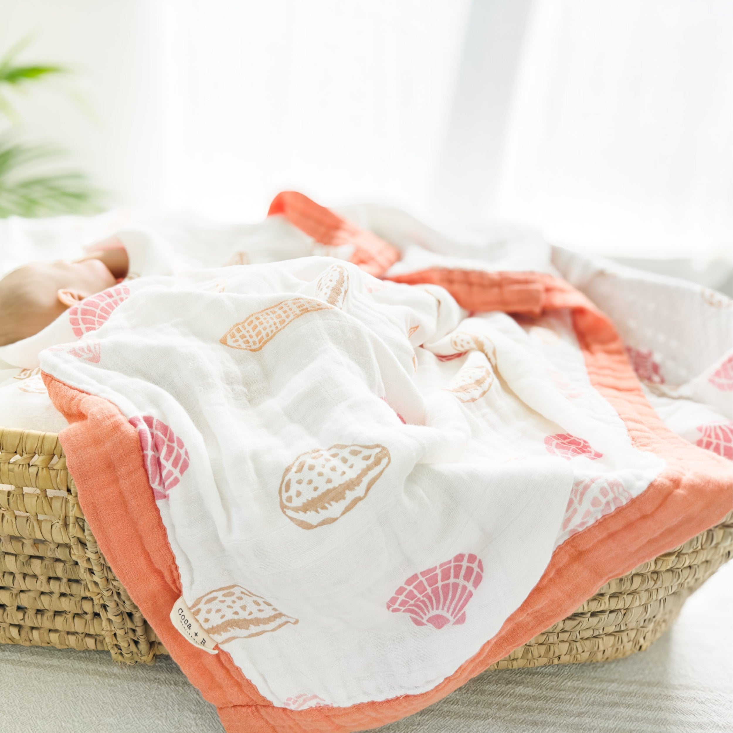 Sea Shell 6 Layer Organic Bamboo Muslin Blanket