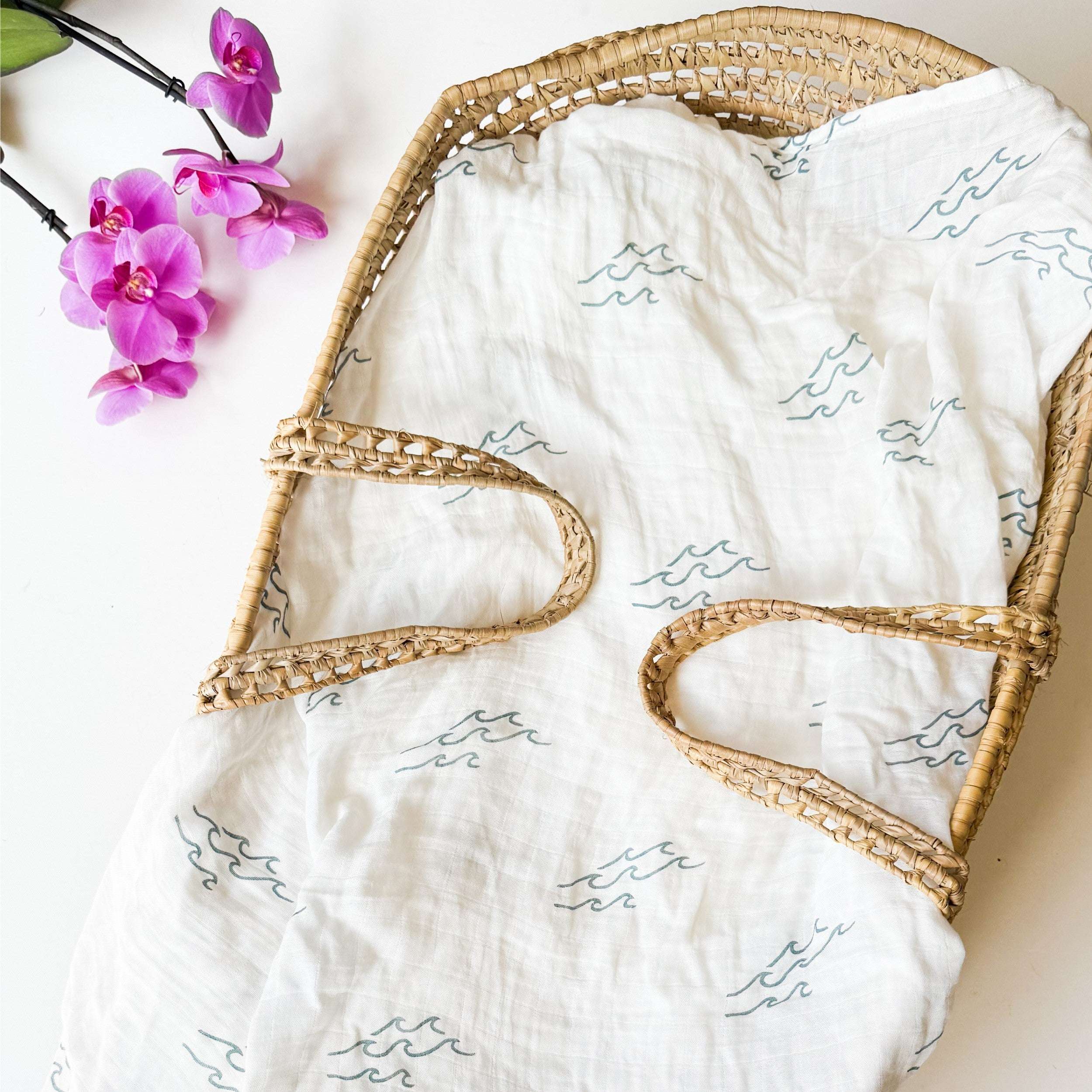 Simple Wave Swaddle Organic Baby Swaddle Ocean Nursery Decor