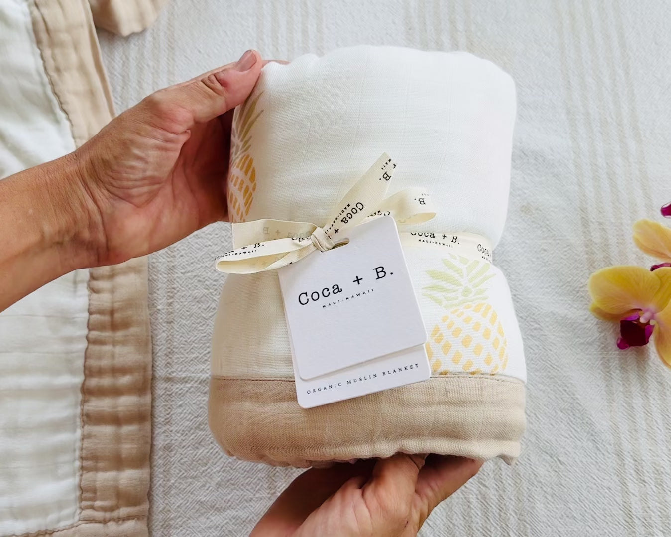 Organic Pineapple Muslin Baby Blanket Coca B