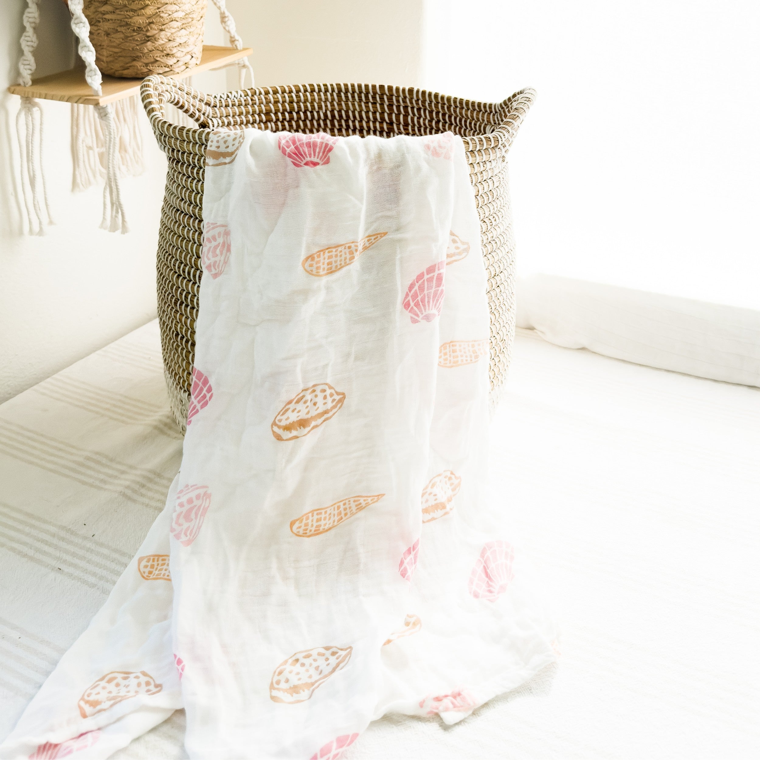 seashell print blanket and swaddle hawaiian gift