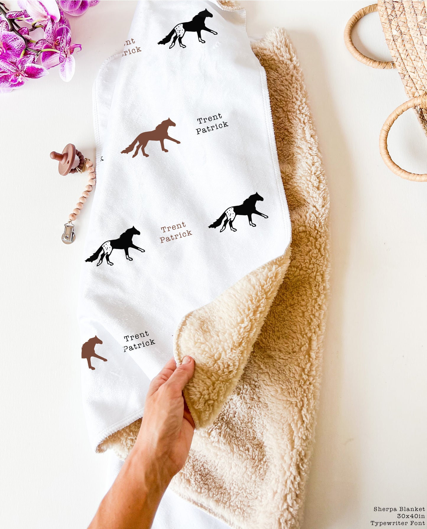 The Wild Horses Print Sherpa Blanket