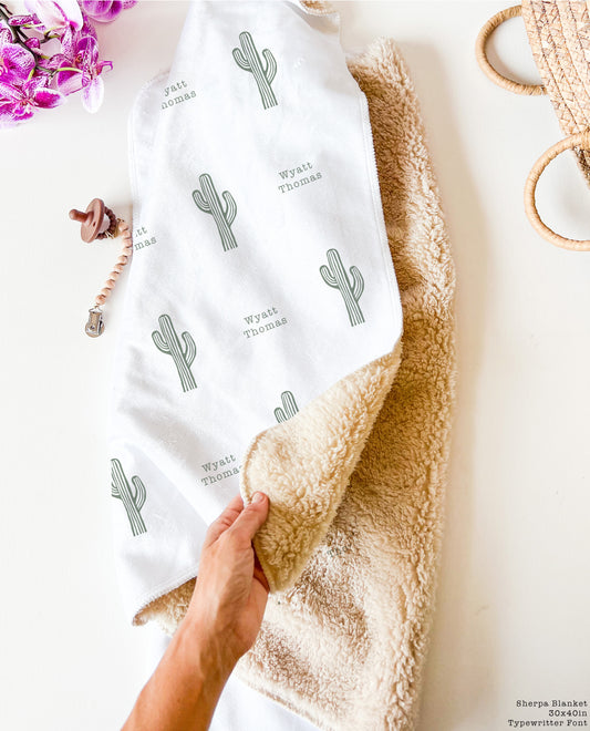 The Cactus Print Sherpa Blanket