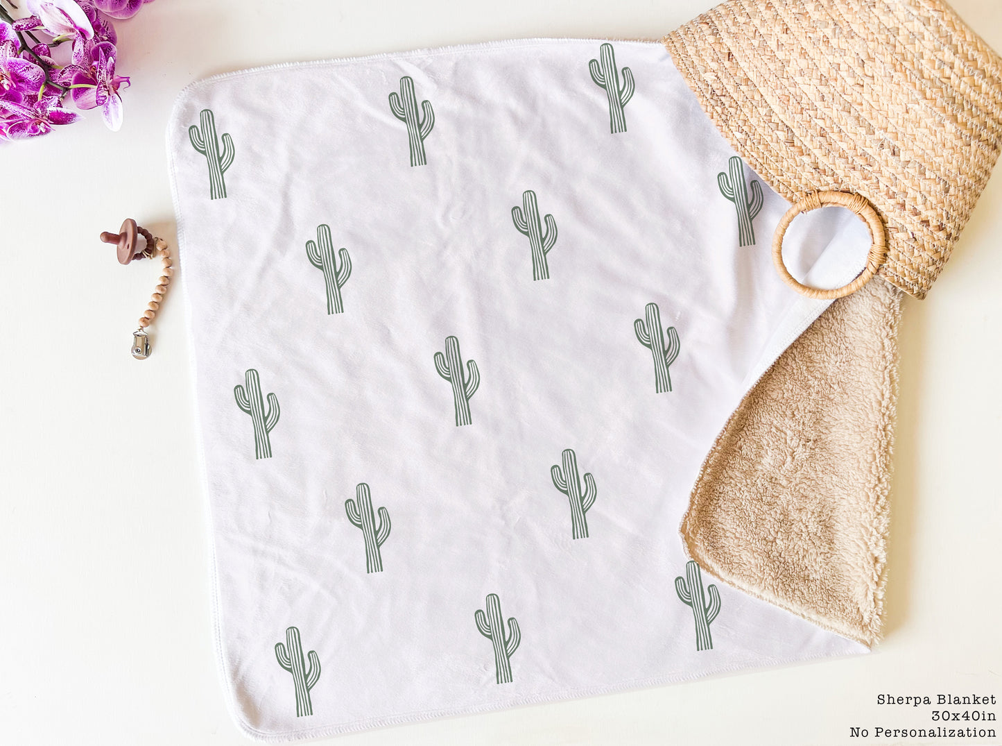 The Cactus Print Sherpa Blanket