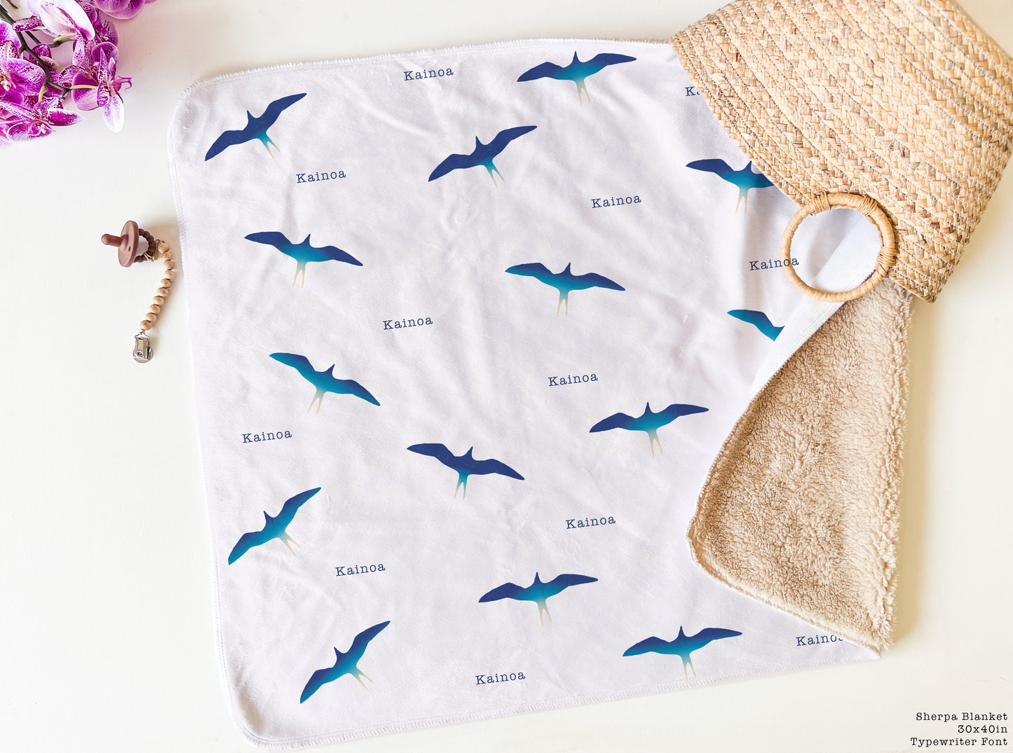 The Iwa Frigate Bird Print Sherpa Blanket